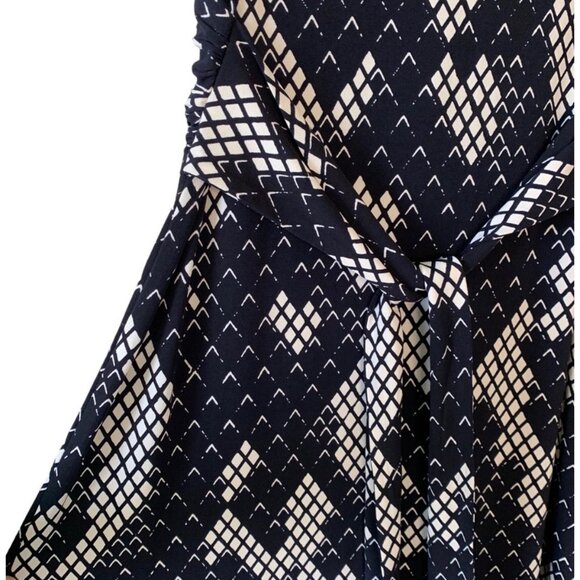 •SOLD•ELIZA J Navy Blue + White Print Knot Front Sleeveless Maxi Length Dress - Picture 9 of 9